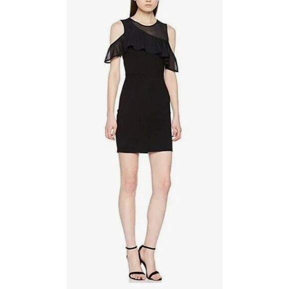The French Connection Size 6 Little Black Cocktail Dress Cold Shoulder NWT - Picture 1 of 7